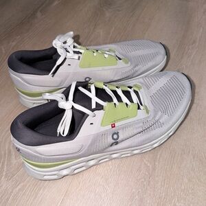 On Running Men's White and Lime Athletic Shoes